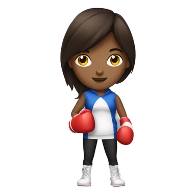 Brunette girl wearing boxing gloves sticker