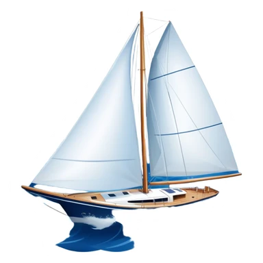 An icon featuring a sleek sailboat with billowing sails cutting through the waves. The design includes the boat's mast, a wind-filled sail, and water splashes, symbolizing the thrill and skill of sailing. Transparent background highlights the elegance and power of wind-driven sports. sticker