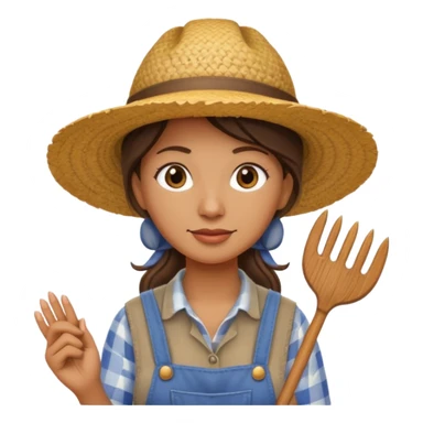 farmer woman with pitchfork sticker