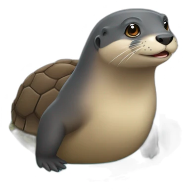 Une loutre sur une tortue sticker