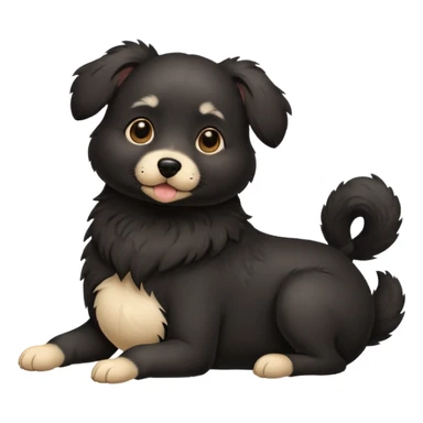 pregnant black dog holding its belly sticker