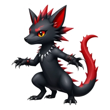 Shiny Dark Gothic Badass Handsome Salandit-Zorua-Litten full body sticker