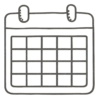 Простой календарь в стиле дудлинг — прямоугольная сетка с днями недели, нарисованная вручную sticker