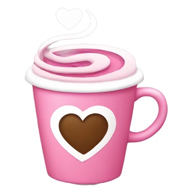 Pink coffee cup with heart swirl sticker