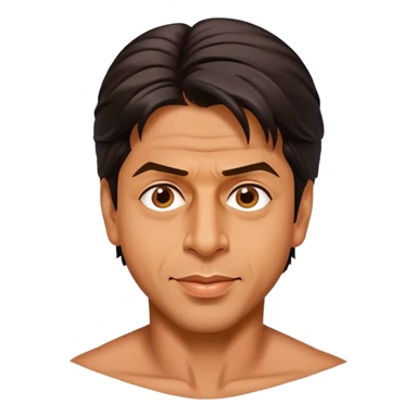 Cinematic Realistic Shah Rukh Khan Pop Culture Emoji, showcasing the charismatic charm of the Bollywood superstar rendered with lifelike detail and captivating lighting. sticker