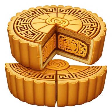 one chinese moon cake cut in half sticker