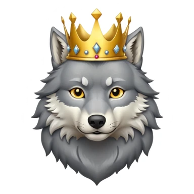 wolf with a golden crown on his head sticker