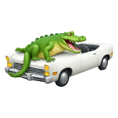 crocodile in a  white car sticker