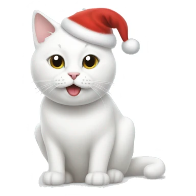 white cat christmas sticker