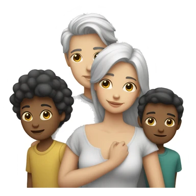 mujer con dos niños blanca y de pelo negro y un hombre rubio sticker
