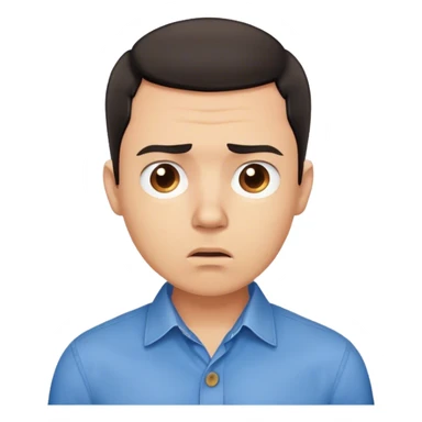 Emoji com um rapaz em dúvida sobre o que comprar com blusa social azul sticker