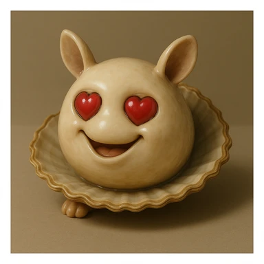 A cute oyster with a loving expression, heart-shaped eyes, photorealistic style. sticker