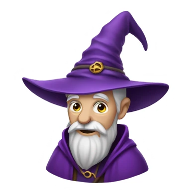 Old man wizard with purple clothes with purple witch hat sticker