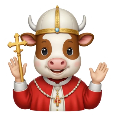 cow with a pope catholic outfit sticker