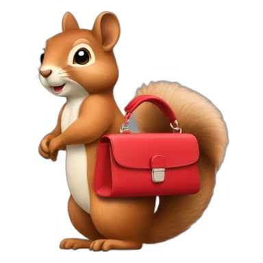 squirrel with a red handbag sticker