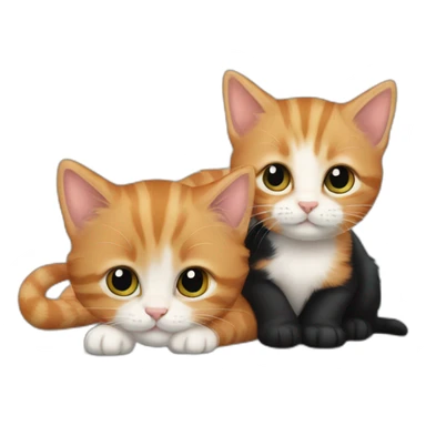 ginger kitten and black kitten cuddling  sticker