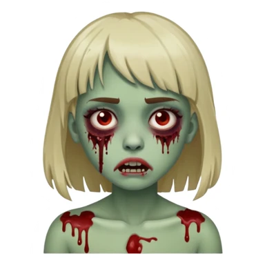 emoji de zumbi garota com franja piercing no nariz e sangue com o fundo preto sticker