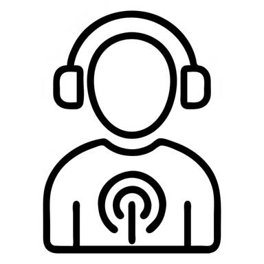minimal icon style of a person listening to a podcast sticker