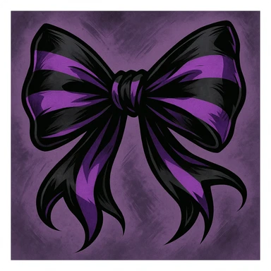 emo bow, black and purple, expressive and stylish sticker
