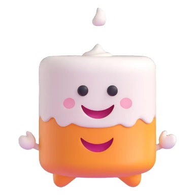 cute marshmallow with a happy face sticker