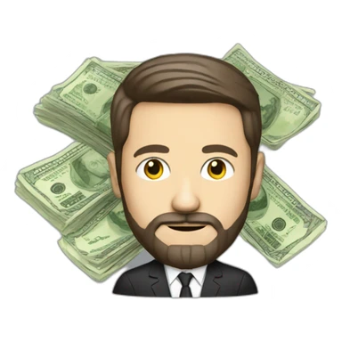 Zelensky with beard and money sticker