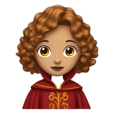 Wavy rown haired girl wearing Gryffindor red robe sticker