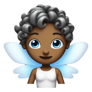 Fairy with white wings with flashes and clouds, blue eyes sticker