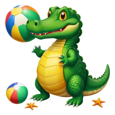 Alligator at a beach playing with a beach ball with his friends sticker
