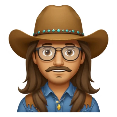 long hair cowboy with glasses sticker