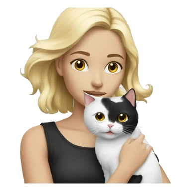 Blonde girl with black and white cat sticker