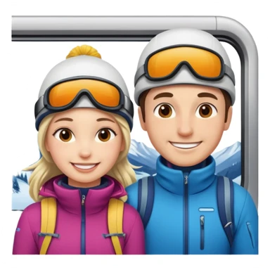 Man  and Woman in Skiing clothes in train sticker