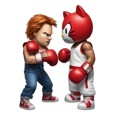 Chucky boxing with hello kitty sticker