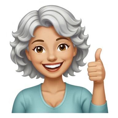 laughing lady short fine silver wavy hair thumb sticker