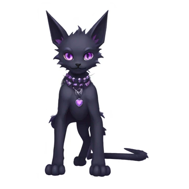 cool edgy black punk Purple ethereal fantasy nargacuga-bat-cat-Fakemon collar full body sticker
