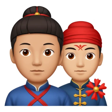 qing empire man holding a red x to a non-qing empire man sticker