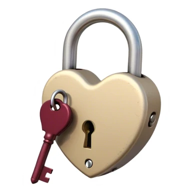 beige heart-shaped lock and key burgundy  sticker