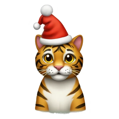 Tiger cat with christmas hat sticker