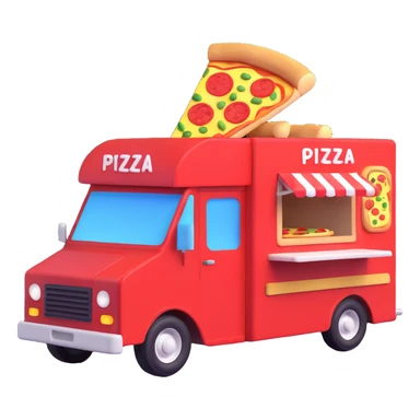 generate me a 3D pizza food truck sticker