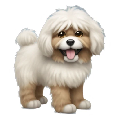 Fluffy dog with tong  sticker