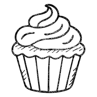 cupcake with pink icing hand drawn outlined icon sticker