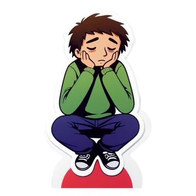 Very depressed person  sticker