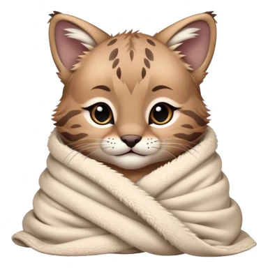 Disney-style cute fluffy baby bobcat in blankets sticker