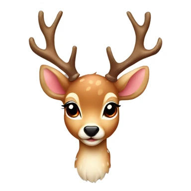 Baby deer-antlers love with red bow sticker