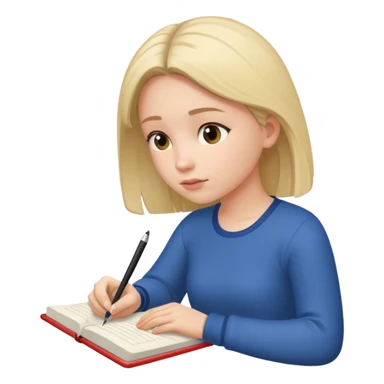 Girl writing on the notebook, side view. sticker