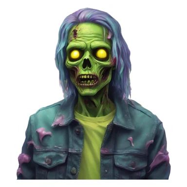 Zombie_ Vaporwave black holographic oilslick zombie yellow caution tape sticker