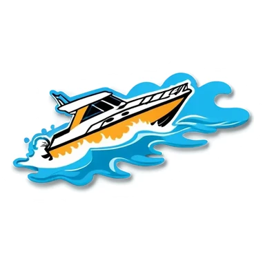recreational boat in waves sticker