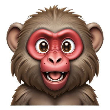 Cinematic Realistic Comical Baboon Portrait Emoji, Head tilted dramatically with an exaggeratedly amused expression, featuring a striking, ruggedly textured face with boldly expressive eyes full of playful disbelief, rendered with vivid, lifelike detail and natural earthy hues, high shine, dramatic yet playful, styled with an air of cheeky jungle mischief, soft glowing outline, capturing the essence of a spirited and over‐the‐top baboon that looks ready to chatter its way into viral fame! sticker