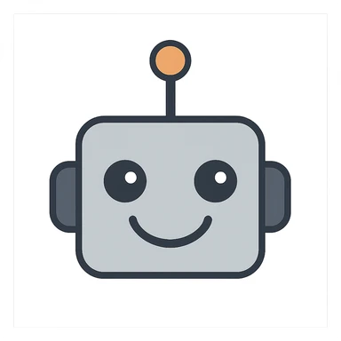 flat toon style smiling robot face sticker