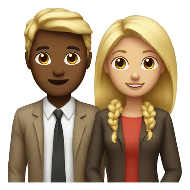 couple with heart, blond girl and a brown skin man sticker