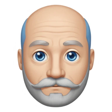 Bald man with blue eyes grey beard and moustache sticker